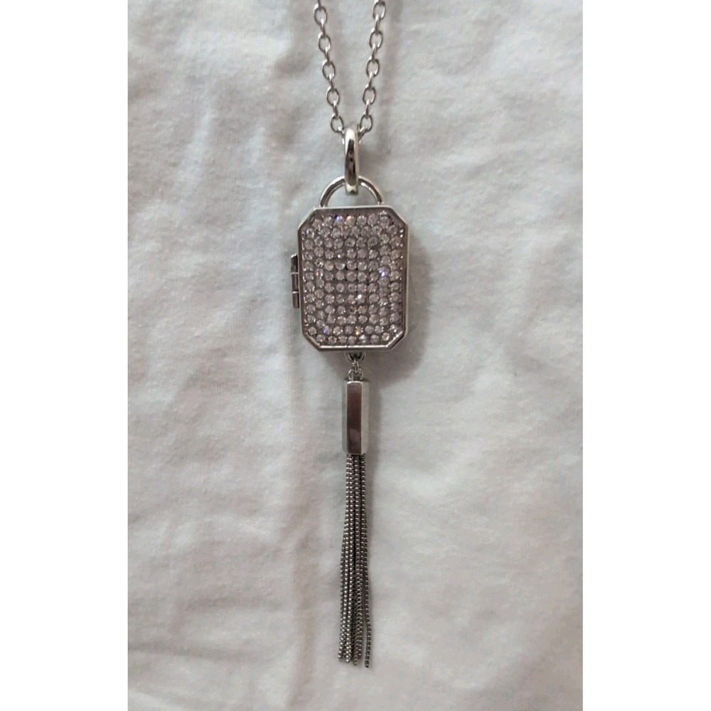 Vintage Chico's Miracle Locket Crystal Silver Tone Pendant NWT - Picture 1 of 6